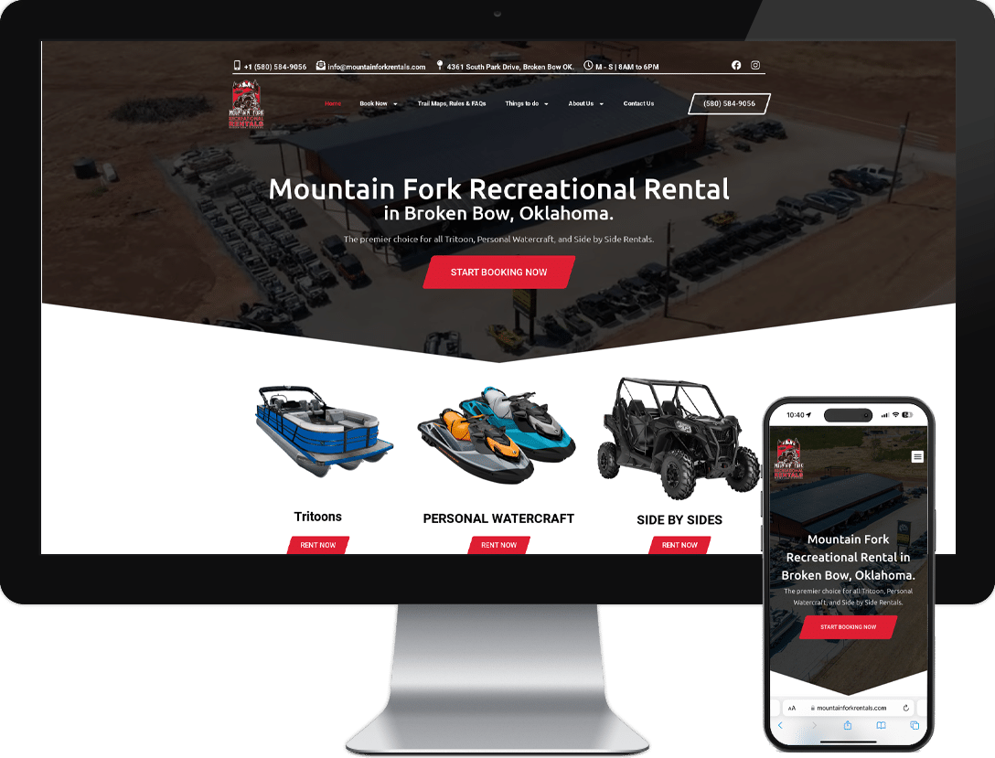 Eskay Marketing | Website Design & Development | Client: Mountain Fork Recreational Rentals