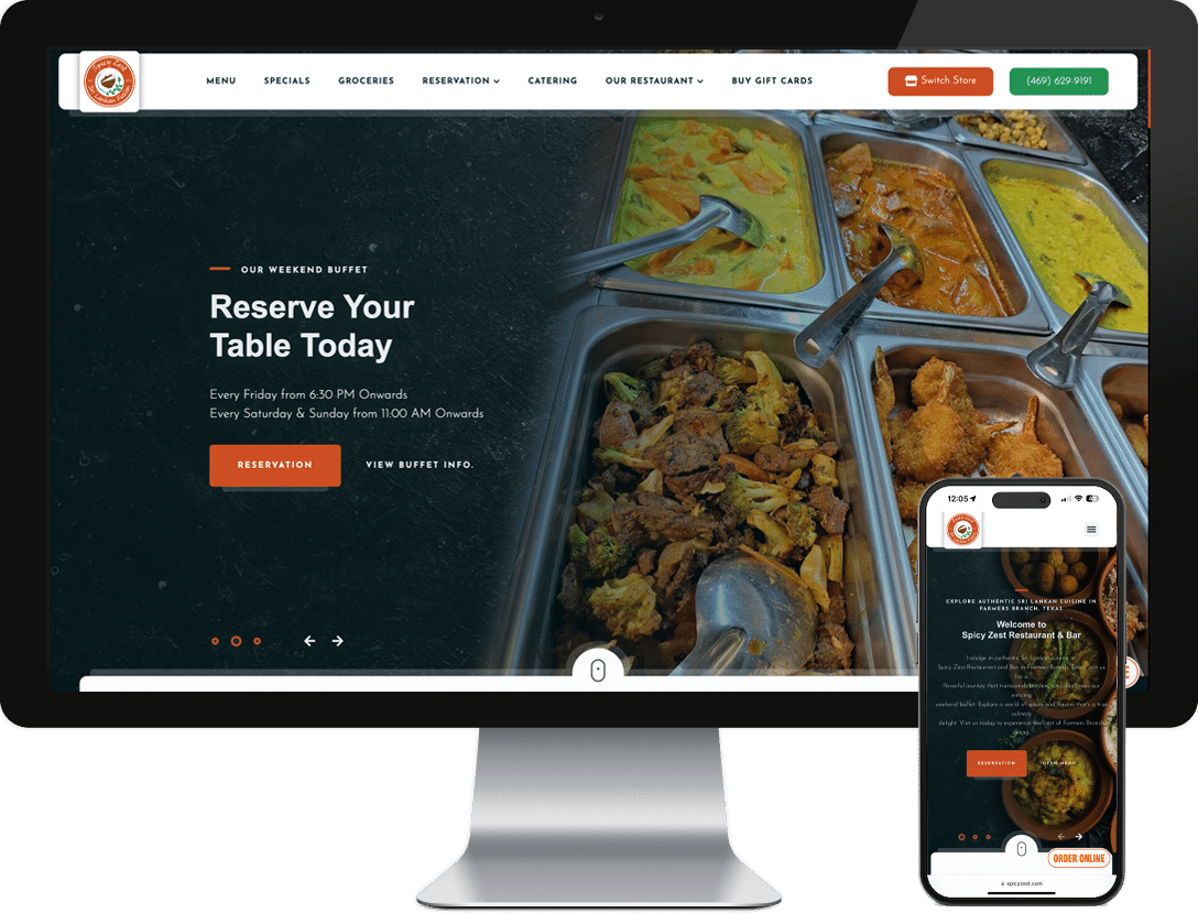 Eskay Marketing | Website Design & Development | Client: Spicy Zest Restaurant & Bar