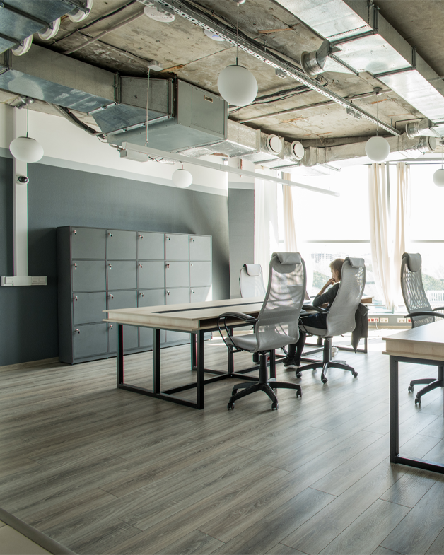 Workspace and meeting room at Eskay Marketing.