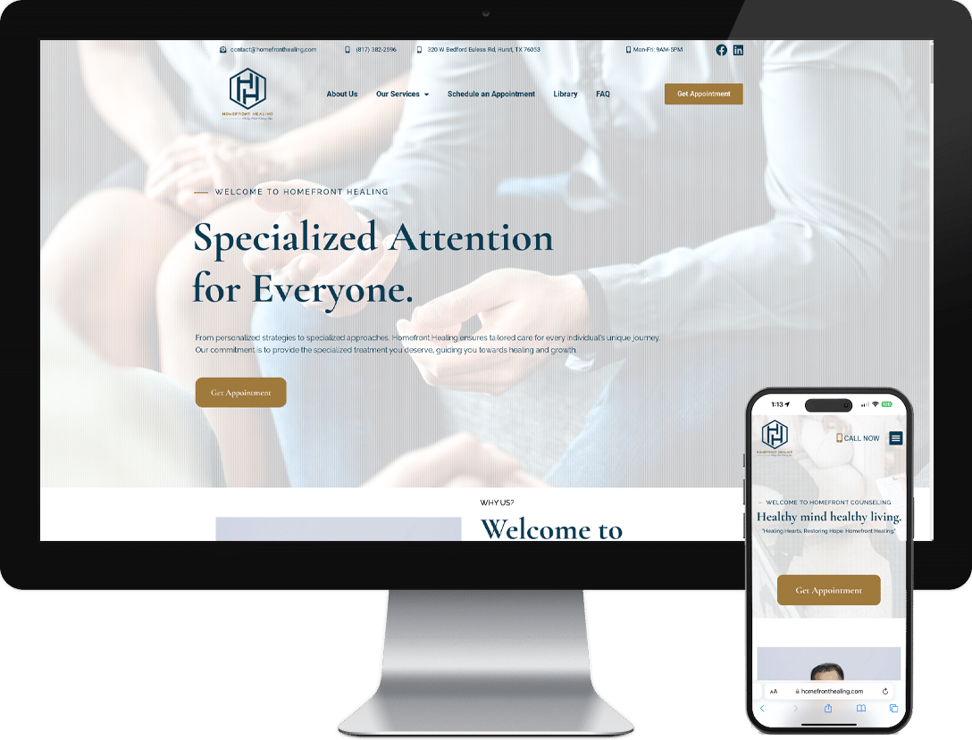 Website Design and Development for Homefront Healing | Hurst, TX