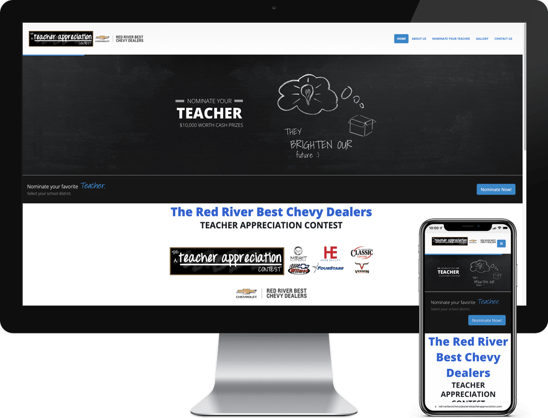 Website Design and Development for Red River Chevrolet Dealers Teacher Appreciation Contest North Texas