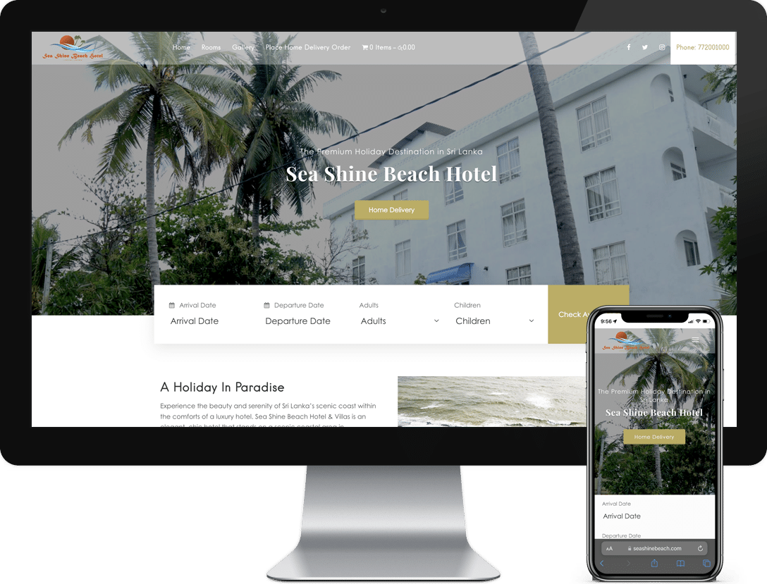 Website Design and Development for Sea Shine Beach Hotel