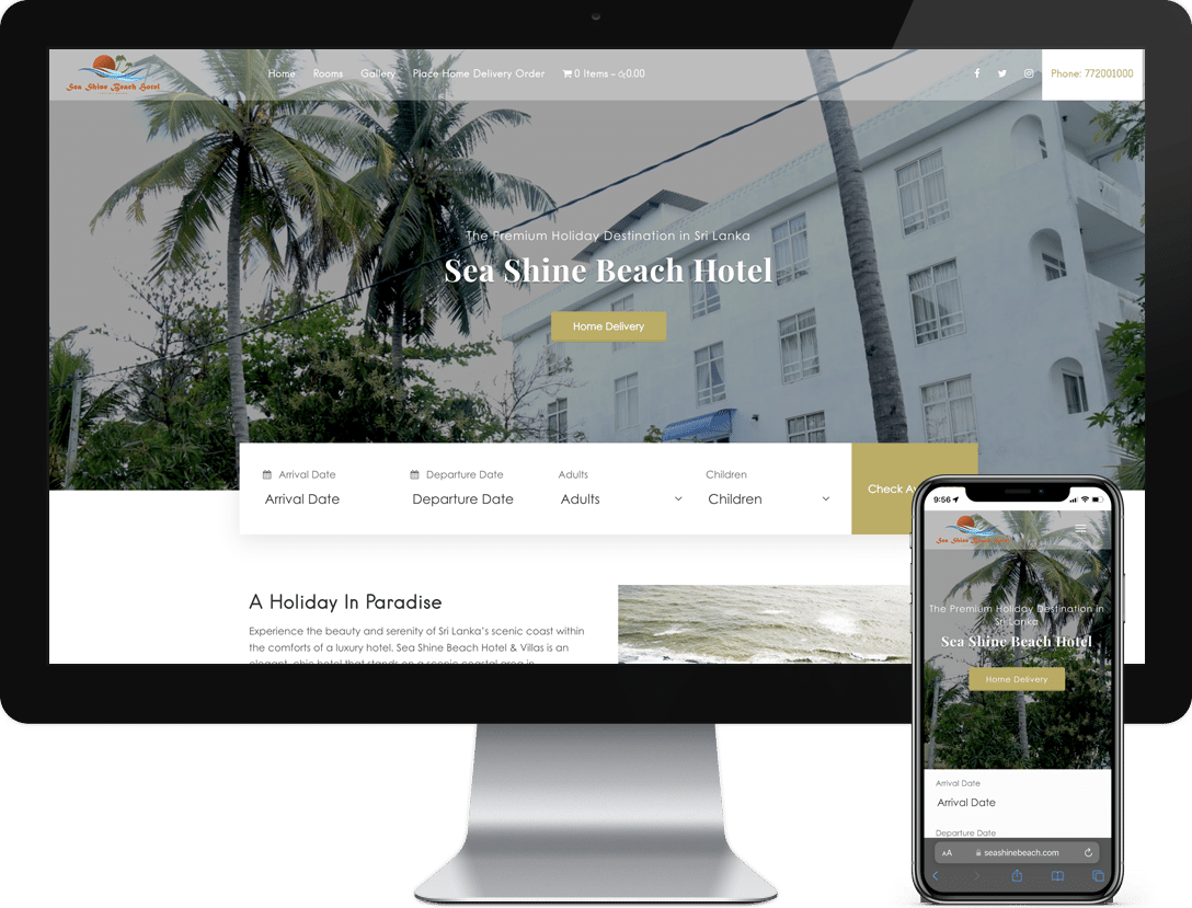 Website Design and Development for Sea Shine Beach Hotel